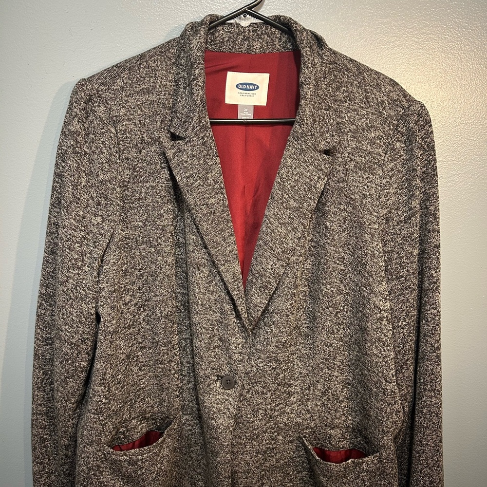 Old Navy Heathered Blazer with Red Lining